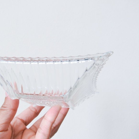 Pretty Vintage Clear Glass Dish Decorative Tray Jewelry Catch Square Art Deco - Picture 3 of 7